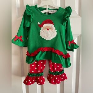 Rare Editions Green and Red Santa Kids Matching Set